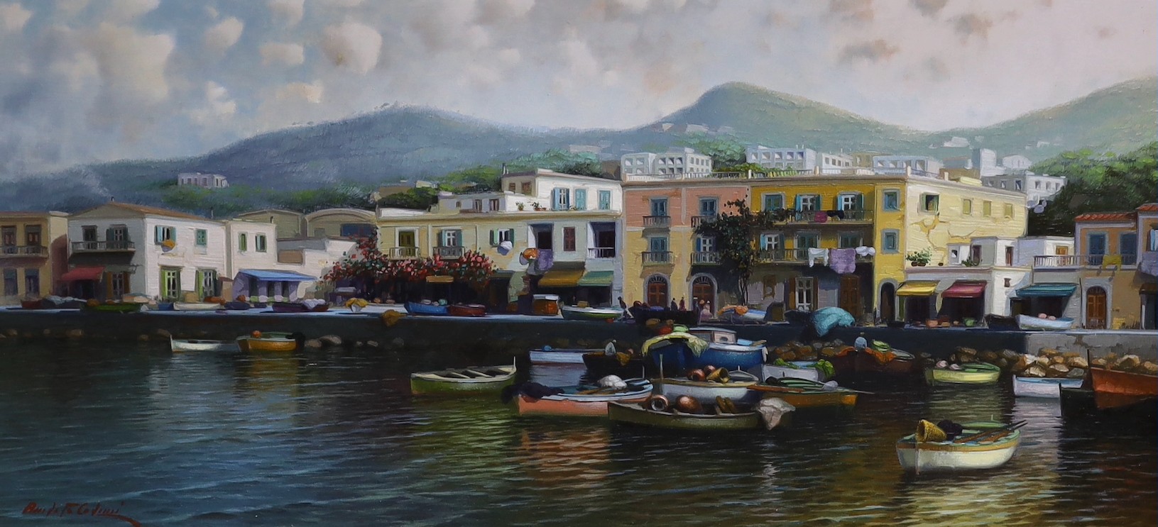 Italian School, oil on canvas, 'Ischia Casamicciola', indistinctly signed, 28 x 59cm